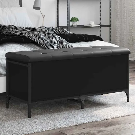 vidaXL opbevaringsbænk 102x42x45 cm sort (konstrueret træ)