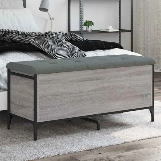 vidaXL opbevaringsbænk 102x42x45 cm grå sonoma-eg