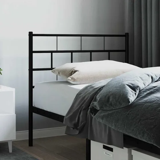 vidaXL sengegavl 80 cm – sort pulverlakeret metal