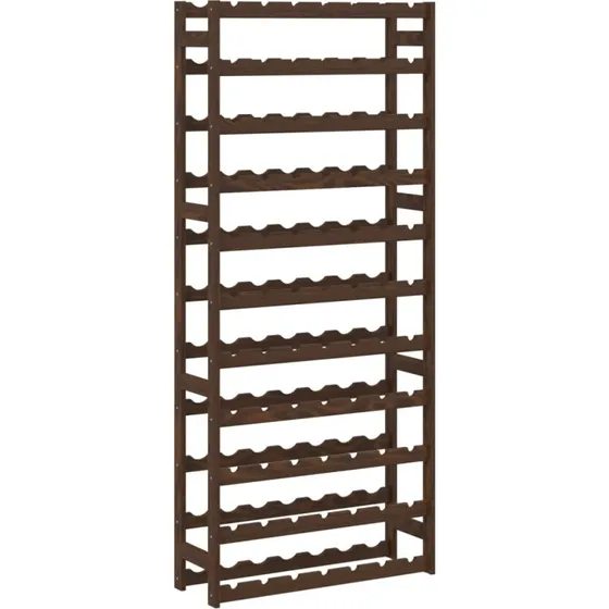 vidaXL vinreol 77 flasker massivt fyrretræ, brun