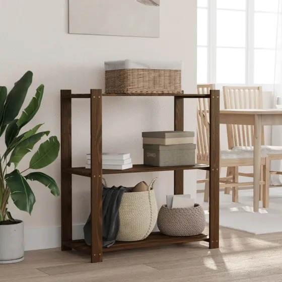 vidaXL opbevaringsreol 3 hylder 80x38x90 cm massivt fyrretræ