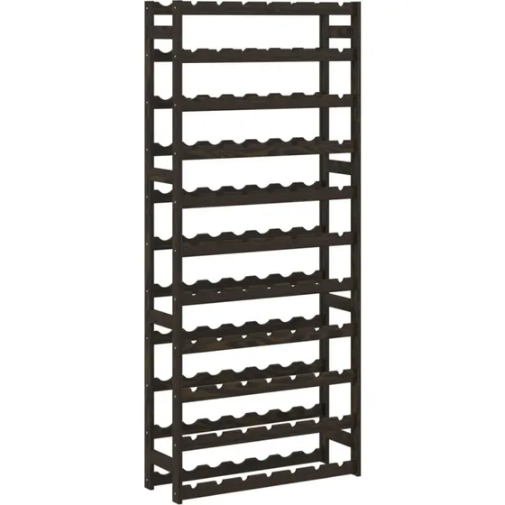 vidaXL vinreol 77 flasker massivt fyrretræ, sort