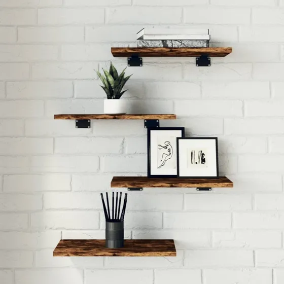 vidaXL væghylder 4 stk. 40x20x1,5 cm – røget egetræ