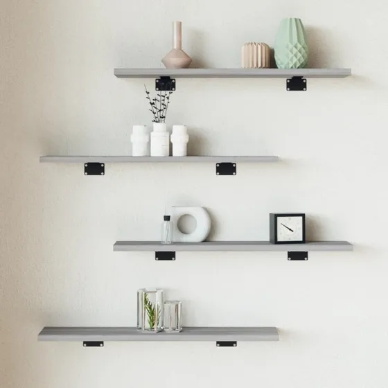 vidaXL Væghylder 4 stk 60x10x1,5 cm Grå Sonoma-eg
