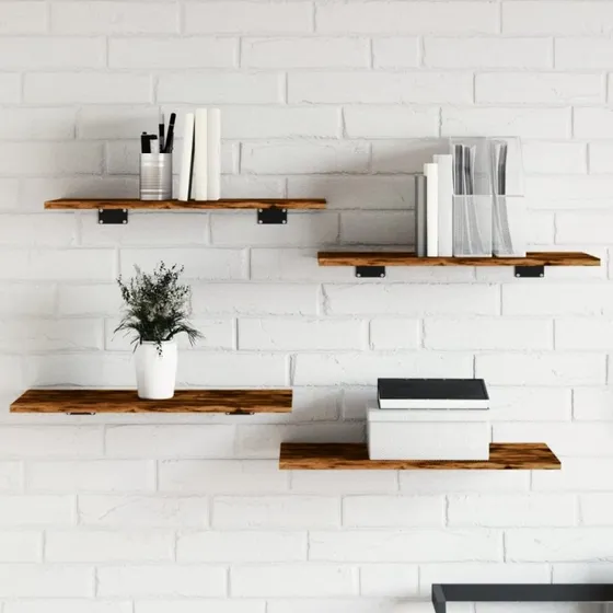 vidaXL væghylder 4 stk. 60x30x1,5 cm røget egetræ (konstrueret træ)