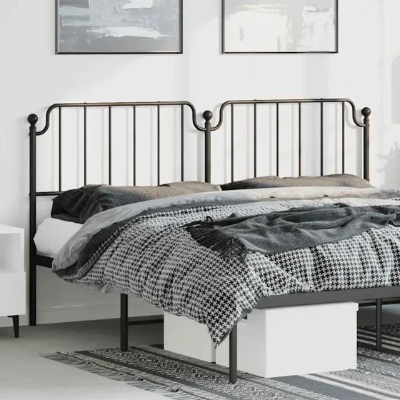 vidaXL sengegavl i metal 193 cm sort