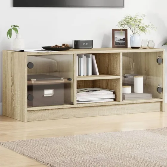 vidaXL TV-skab med glaslåger 102x37x42 cm Sonoma-eg