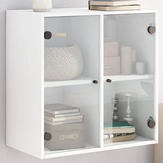 vidaXL vægskab med glaslåger 68x37x68,5 cm hvid