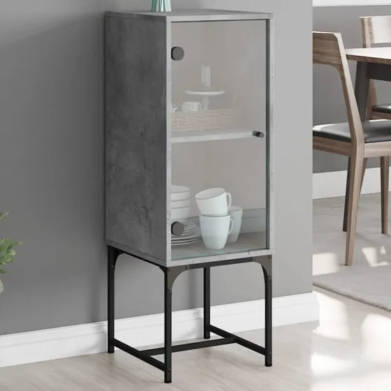 vidaXL skab med glaslåge 35x37x100 cm - betongrå