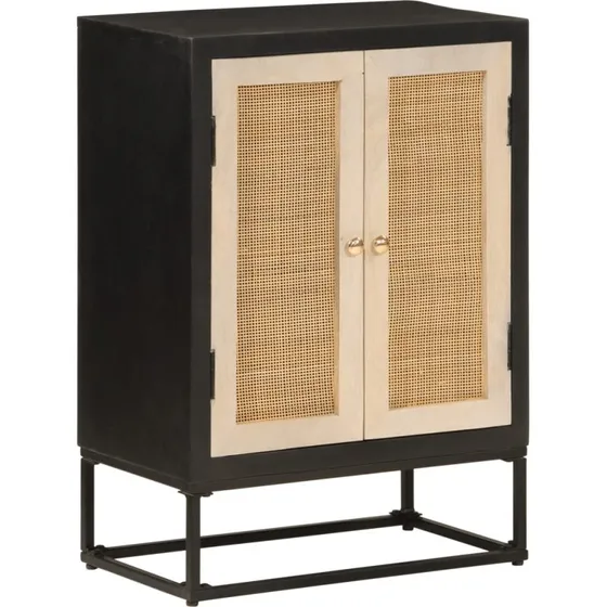 vidaXL skænk 55x30x76 cm i massivt mangotræ og sort jern