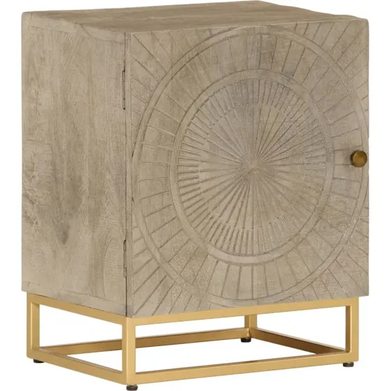 vidaXL sengebord 40x30x50 cm i massivt mangotræ og jern