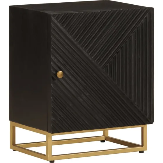 vidaXL sengebord 40x30x50 cm i massivt mangotræ & sort jern