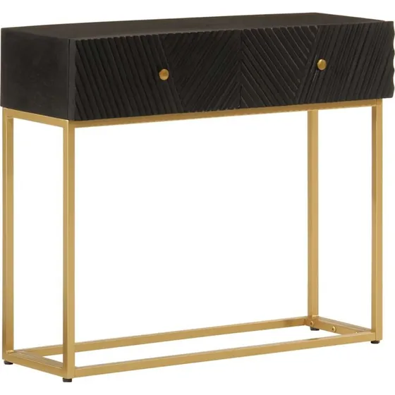 vidaXL konsolbord 90x30x76 cm massivt mangotræ & sort jern