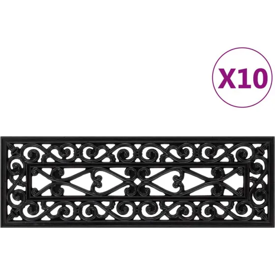 vidaXL trappemtter 10 stk. 25x75 cm gummi (sort)