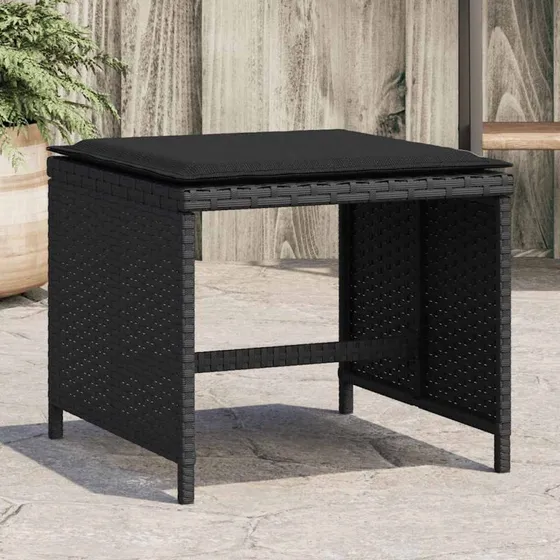 vidaXL haveskammel sæt 4 stk. 41x41x36 cm polyrattan sort