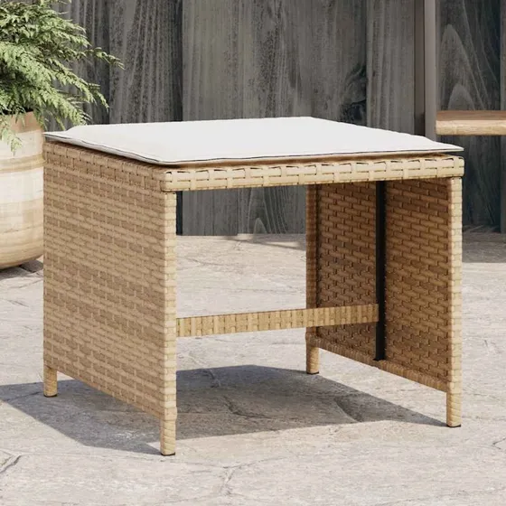 vidaXL haveskamler 4 stk. med hynder 41x41x36 cm polyrattan beige