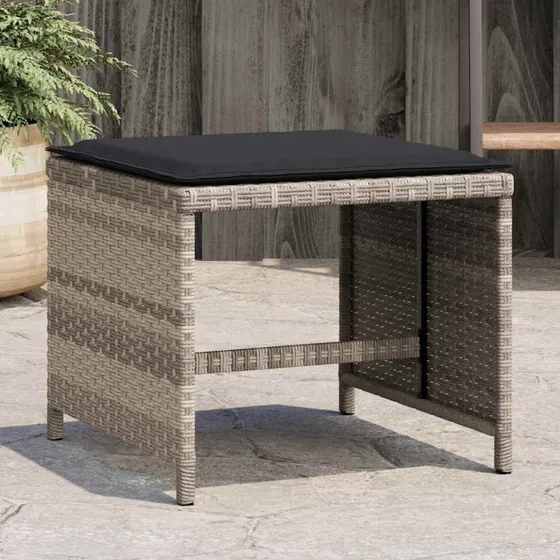 vidaXL Haveskamler 4 stk. m. hynder 41x41x36 cm polyrattan lysegrå