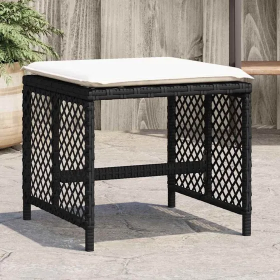 vidaXL haveskammel sæt 4 stk. 41x41x36 cm sort polyrattan