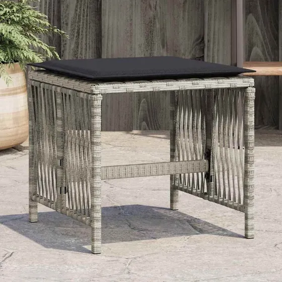 vidaXL Haveskamler 4 stk. 41x41x36 cm polyrattan lysegrå m. hynder