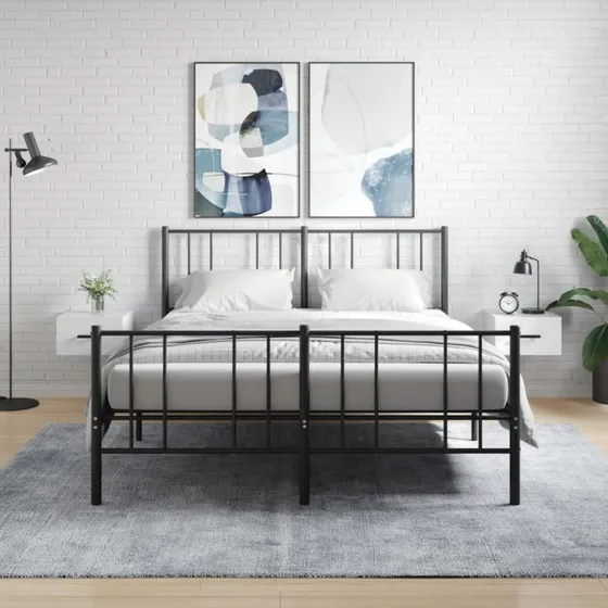 vidaXL væghængte sengeborde 2 stk. 50x36x25 cm hvid højglans