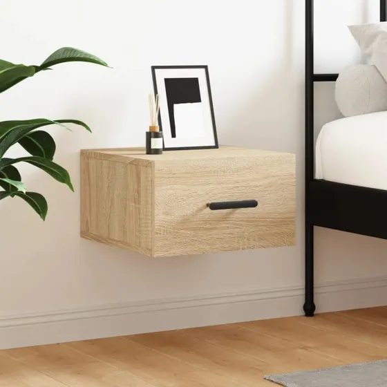vidaXL væghængt sengebord 35x35x20 cm sonoma-eg