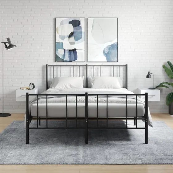 vidaXL væghængte sengeborde 2 stk. 50x36x25 cm hvid højglans