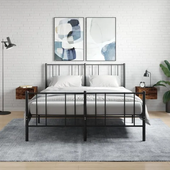 vidaXL væghængte sengeborde 2 stk. 35x35x20 cm røget egetræ
