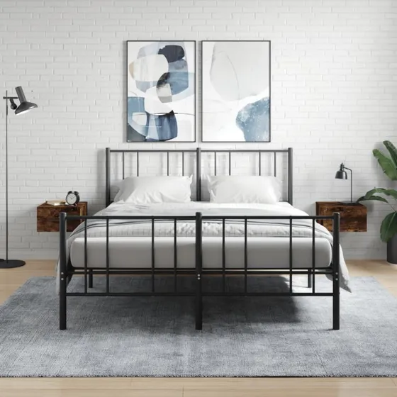 vidaXL væghængte sengeborde 2 stk. 35x35x20 cm røget egetræ