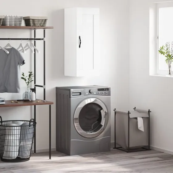 vidaXL vægskab 34,5x34x90 cm hvid højglans konstrueret træ