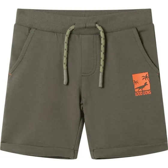 Shorts til brn str. 140 med snre, mrk kakifarve