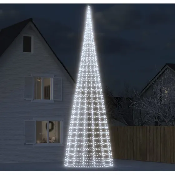 vidaXL LED-juletr til flagstang 3000 LED, 800 cm, kold hvid