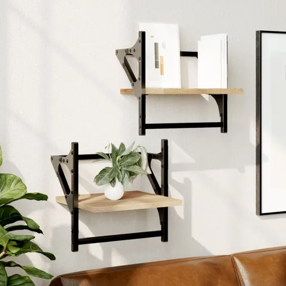 vidaXL væghylder med stænger 2 stk 30x25x30 cm Sonoma-eg