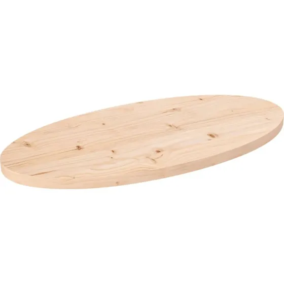 vidaXL Bordplade oval 70x35x2,5 cm massivt fyrretræ
