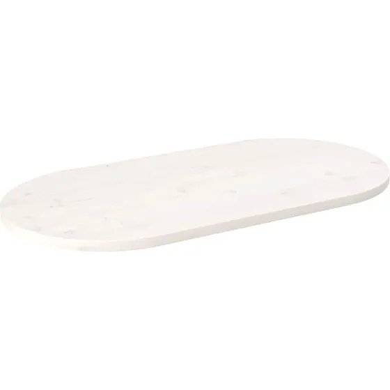 vidaXL Oval bordplade 90x45x2,5 cm i massivt fyrretræ - hvid