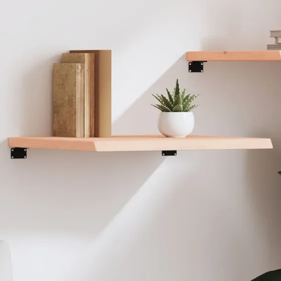 vidaXL Væghylde 60x50x(2–4) cm ubehandlet massivt egetræ