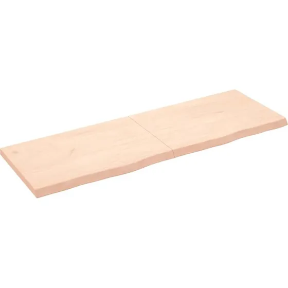 vidaXL væghylde massivt egetræ 180x60x(2-6) cm ubehandlet