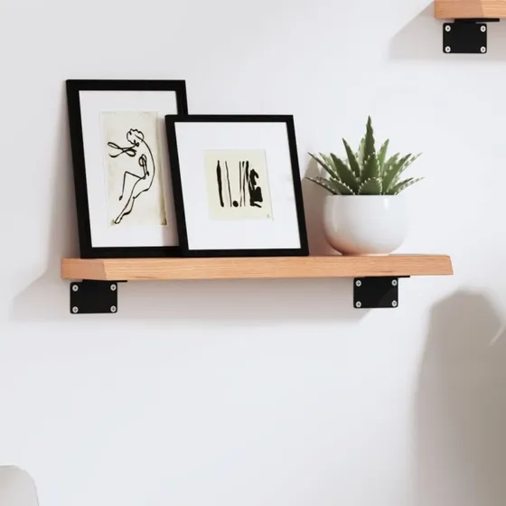 vidaXL væghylde i massivt egetræ 40x10x2 cm, lysebrun
