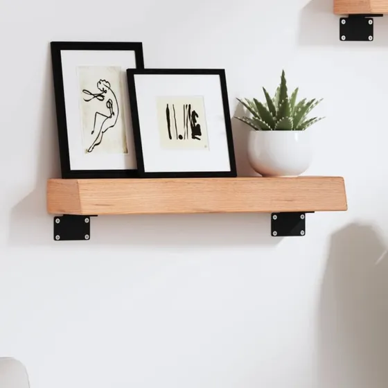 vidaXL væghylde 40x10x6 cm massivt egetræ lysebrun