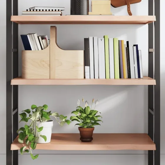 vidaXL væghylde i massivt egetræ 80x60x(2-4) cm lysebrun