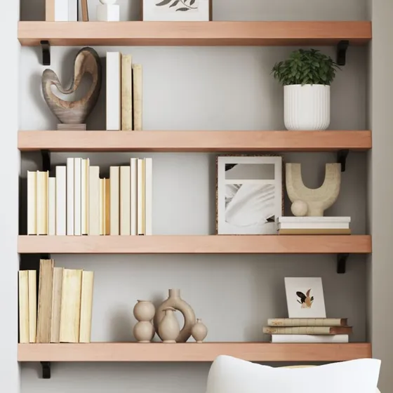 vidaXL væghylde massivt egetræ 100x20x6 cm lysebrun