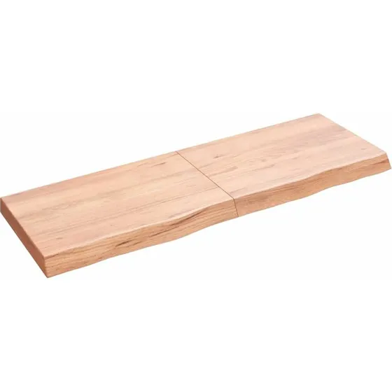 vidaXL væghylde i massivt egetræ 120x40x(2-6) cm lysebrun