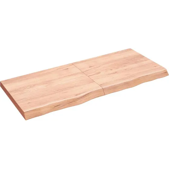vidaXL væghylde i massivt egetræ 140x60x(2–6) cm lysebrun