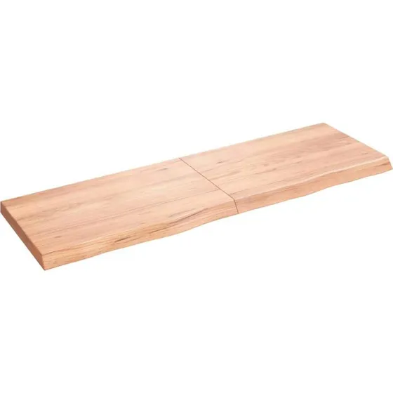 vidaXL væghylde i massivt egetræ 160x50x(2-6) cm lysebrun