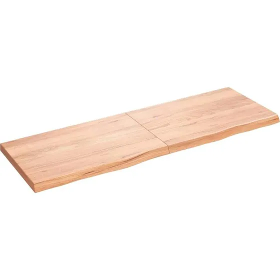 vidaXL væghylde i massivt egetræ 180x60x(2-6) cm, lysebrun