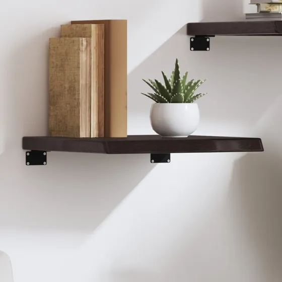 vidaXL væghylde 40x40x(2-4) cm massivt egetræ mørkebrun
