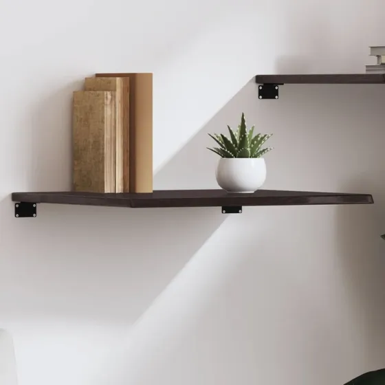 vidaXL væghylde 60x50x2 cm massivt egetræ mørkebrun