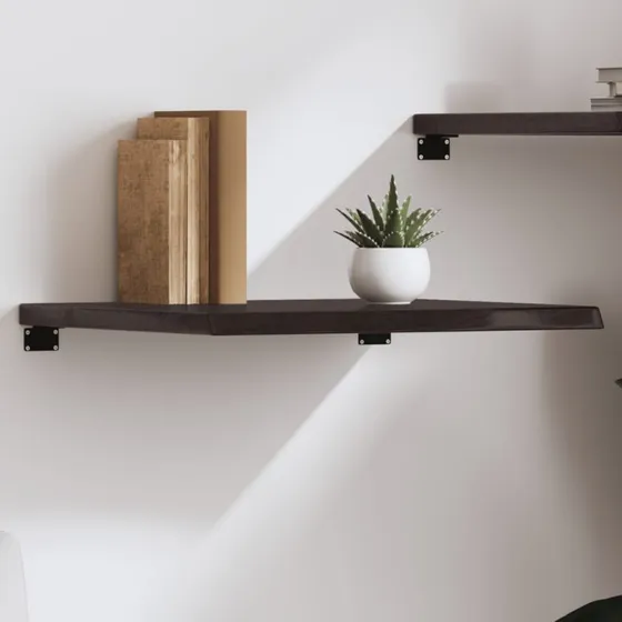 vidaXL væghylde 60x50x(2-4) cm massivt egetræ mørkebrun
