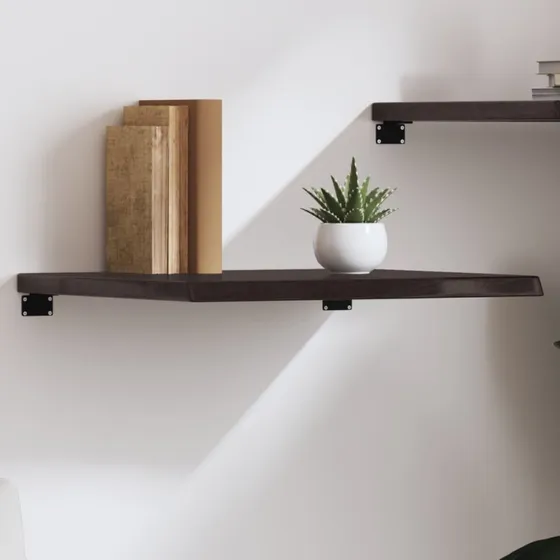 vidaXL væghylde i massivt egetræ 60x60x(2-4) cm mørkebrun