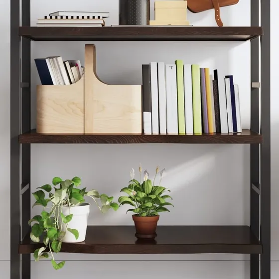 vidaXL væghylde massivt egetræ 100x50x(2-4) cm mørkebrun