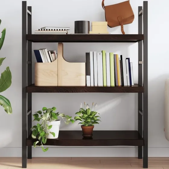 vidaXL væghylde 100x50x(2-6) cm behandlet massivt egetræ mørkebrun